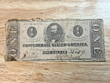 1863 $1 Confederate States of America banknote- AUTHENTIC
