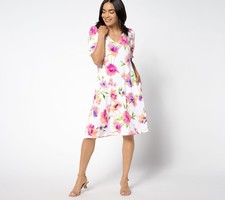 Susan Graver Women's Petite Dress 2XP Printed Liquid Knit Multi-colored A649326