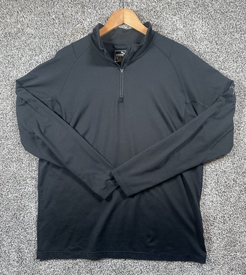 Puma Golf Jacket Mens Large Black Stretch Quick Dry Quarter Zip Preownes