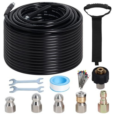 #ad 150FT Sewer Jetter Kit for Pressure Washer 5800PSI Drain Cleaner Hose 1 4 Inch $181.53