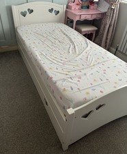 Solid Wooden White Single Bed frame With Storage Drawer Excellent Condition