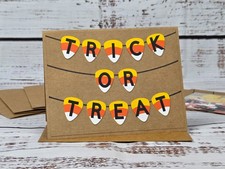 Happy Halloween Greeting Card Kit #28 [Lot of 4, Trick or Treat, Candy Corn]