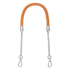 62cm/24.4" PU Leather Braided Purse Strap Yellow Brown, Silver Buckle 