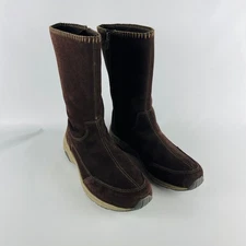 Easy Spirit Women's 10 Travelogues Brown Suede Leather Boots Side Zipper 