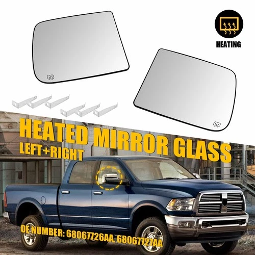 Pair Side Upper Heated Trailer Tow Mirror Glass LH RH for 10-18 Ram 2500 3500 B
