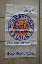 Vintage Gold Medal Flour Sack 25 LBS Washburn Crosby Co. Collectible Farm