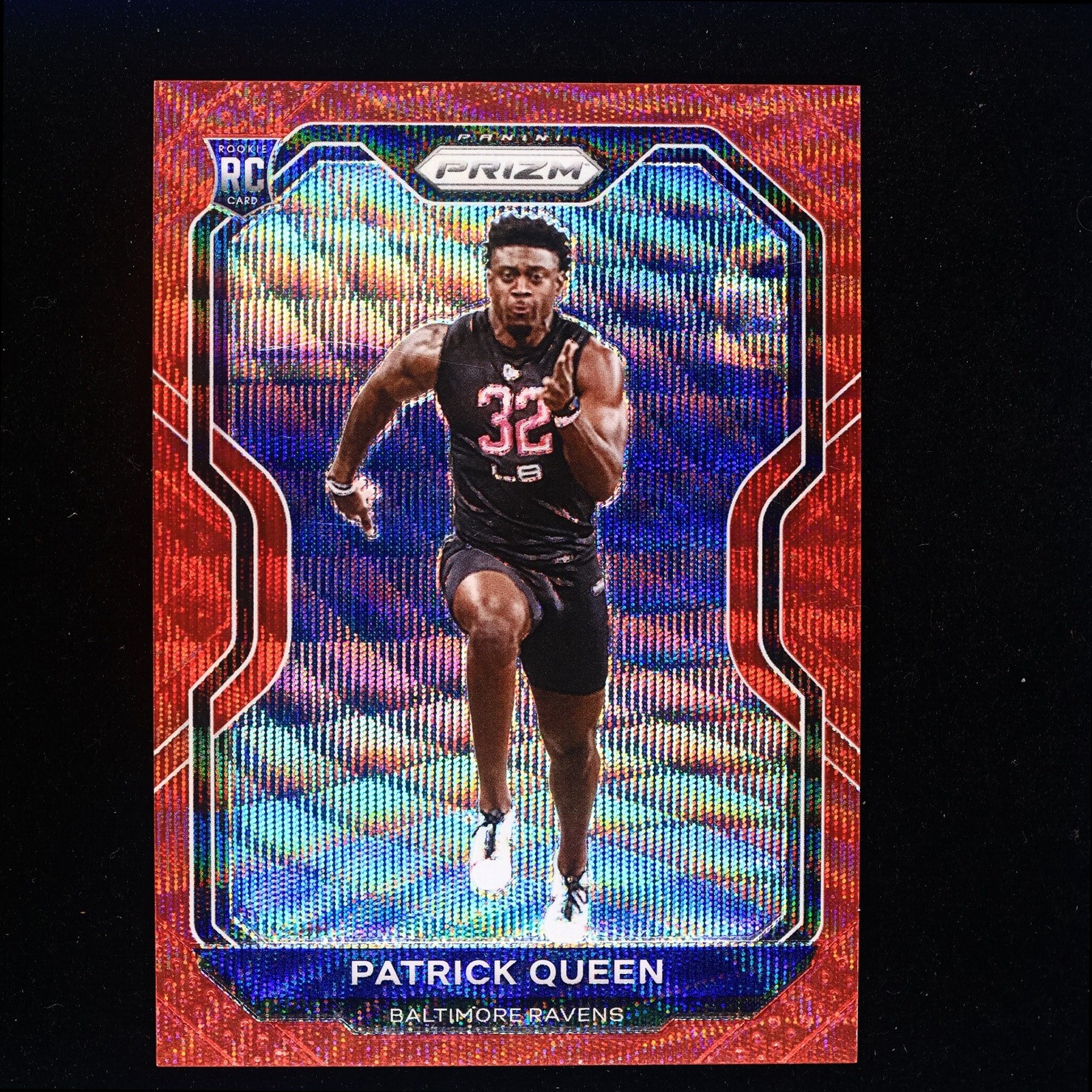 2020 Panini Prizm #381 Patrick Queen RC Prizm Red Wave #/149