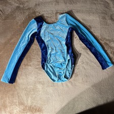 Danskin Blue Sparkly Velvet Leotard Girls 8-10 Medium Dance Gymnastics Costume