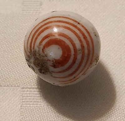 Antique Handpainted China Marble 3/4   with bullseye and crows feet.