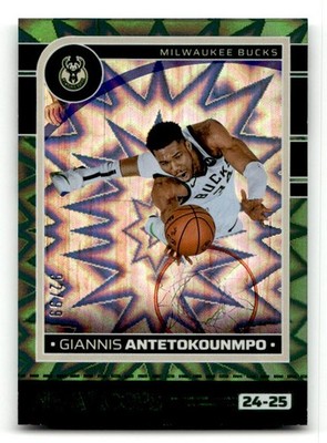 2024-25 Hoops Giannis Antetokounmpo /99 Green Explosion #166 Milwaukee Bucks