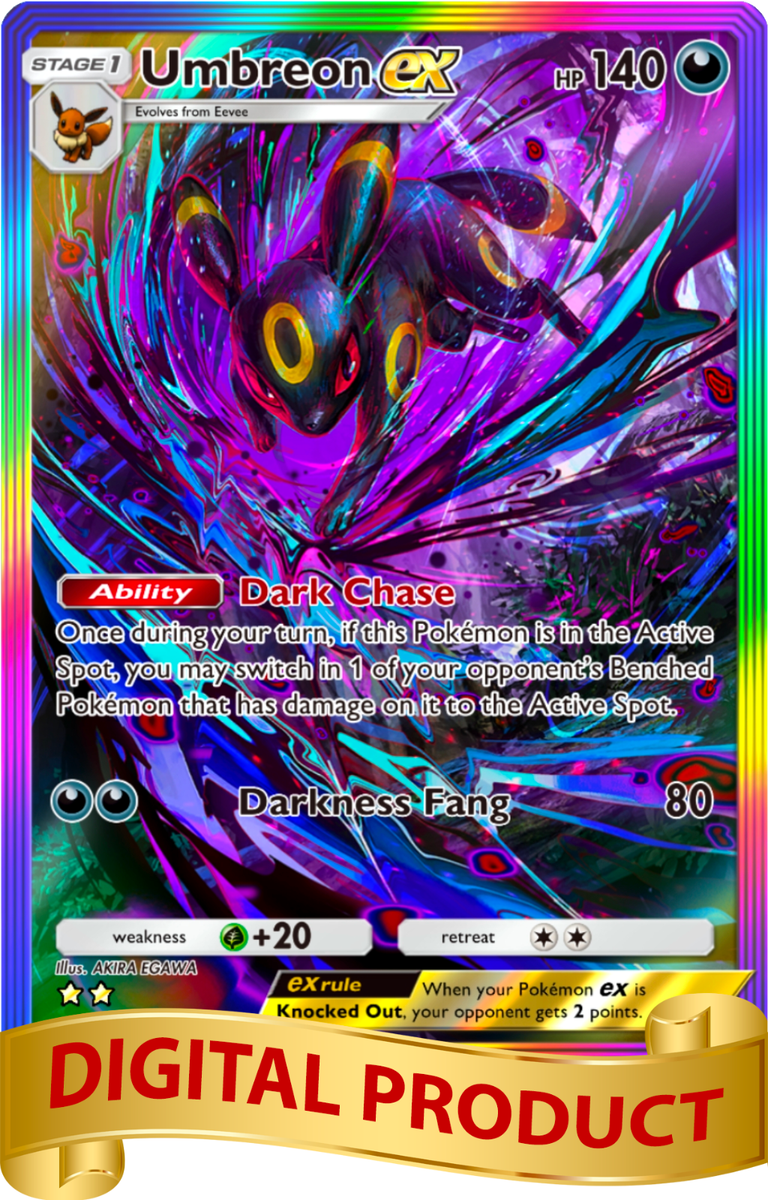 Pokemon Pocket TCG Card 2 Star Full Art Rainbow Umbreon EX Wisdom