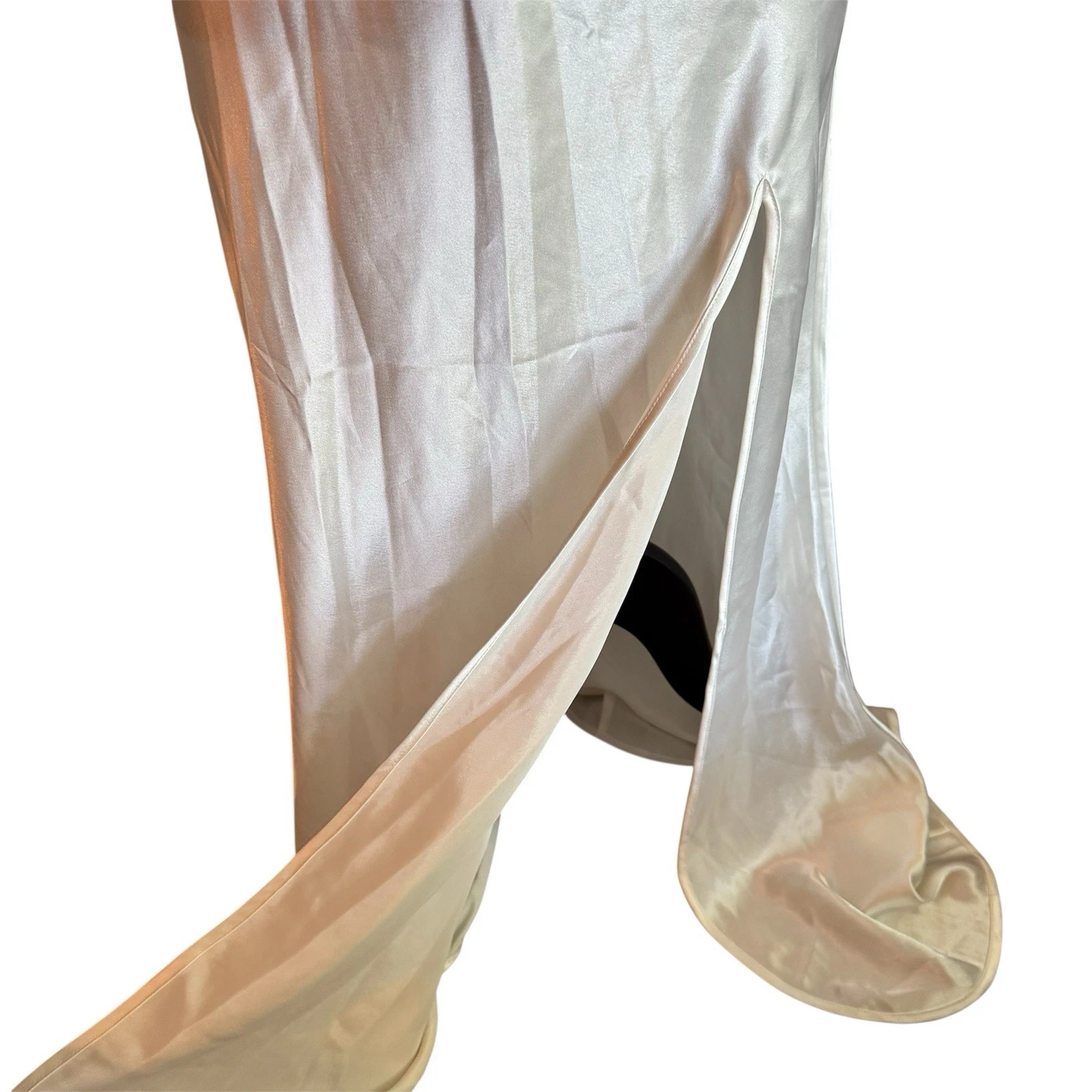 UNDERCOVER Abito lungo Victoria's Secret piccolo avorio bianco raso pizzo etichetta oro slip dress