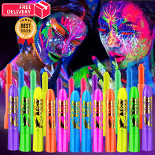 12 PCS Glow Face Body Paint, In The Dark Under UV Small, multicolored
