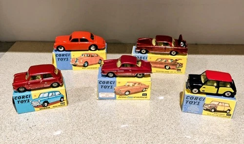 5 Vintage Corgi Vehicles With Boxes in various restored conditions