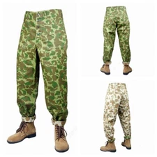 WWII US Army Solider USMC Pacific Camo Reversible Trousers Casual Cotton Pants