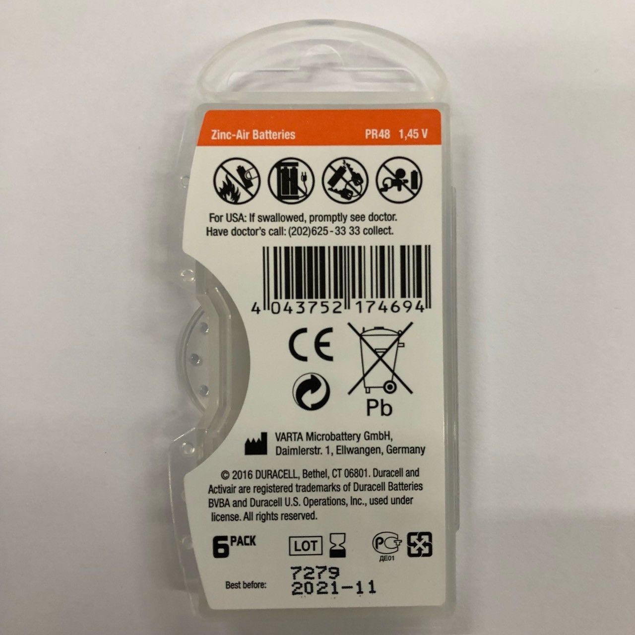 New 4 Batteries Duracell Activair Hearing Aid Batteries Size 13 Exp 00