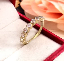 Rainbow Moonstone Half Band Simple Jewelry Gold plated Moonstone Promise Gift