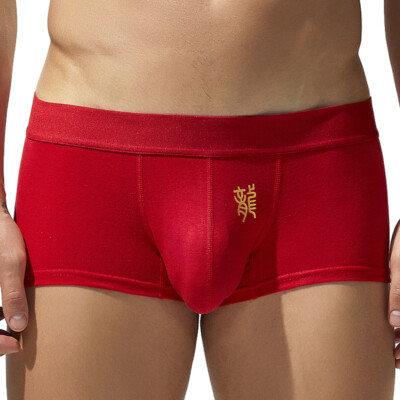 Seobean Men's Cotton Boxer Briefs Breathable Underwear Pouch Solid Underpants