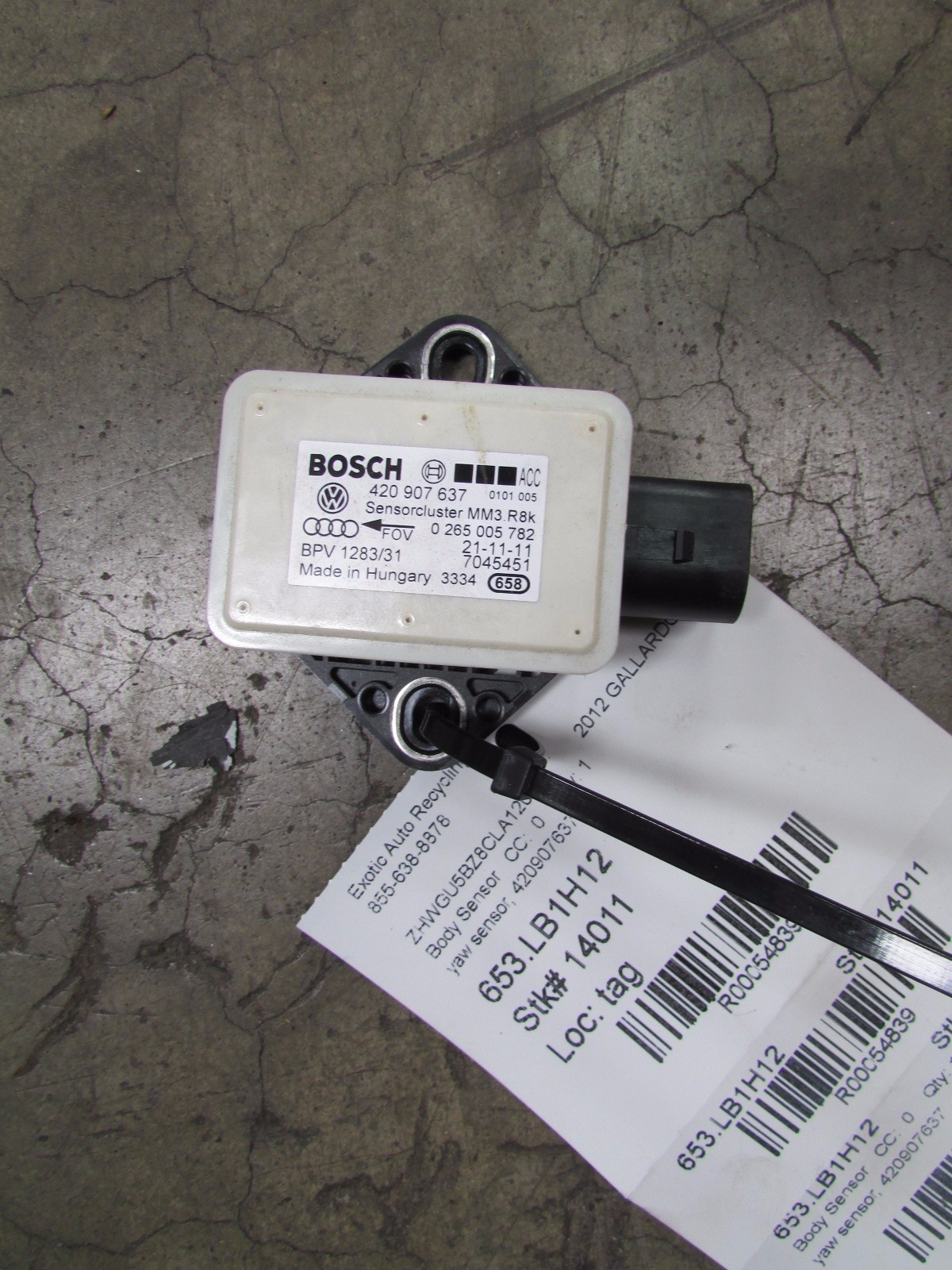 Lamborghini Gallardo LP550,560,570, Yaw Rate Sensor, Used, P/N 420907637
