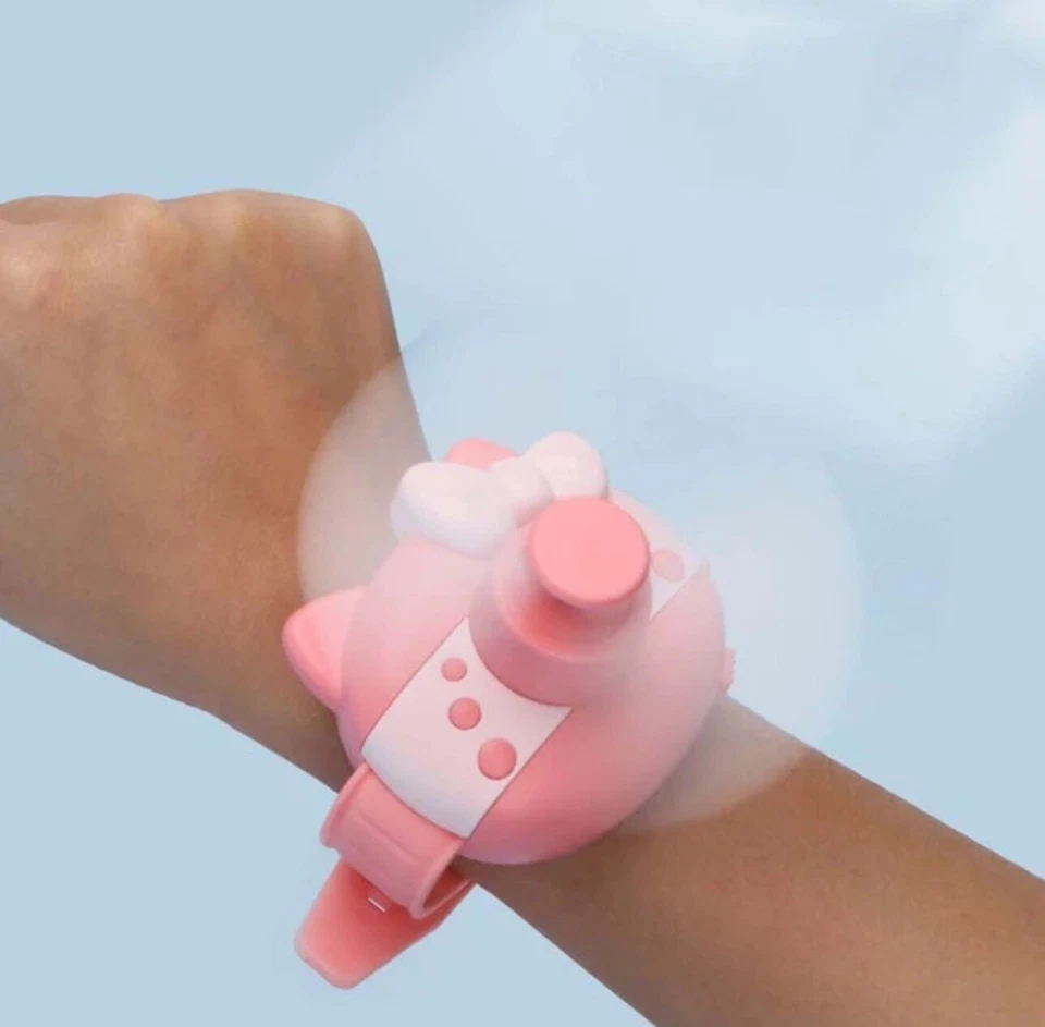 Mini ventilador de reloj pequeño silencioso portátil recargable USB HelloKitty Foto 3 de 4