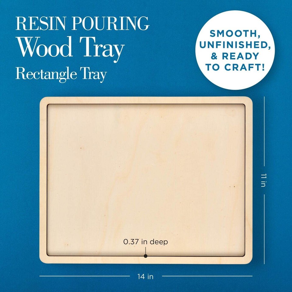 , Rectangle Wood Tray, 11" x 14" Pouring Surface for Epoxy, DIY