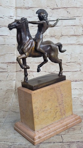 Large Original Bronze Sculpture Figurine Female Amazon Warrior Marble Base Decor - Picture 3 of 7