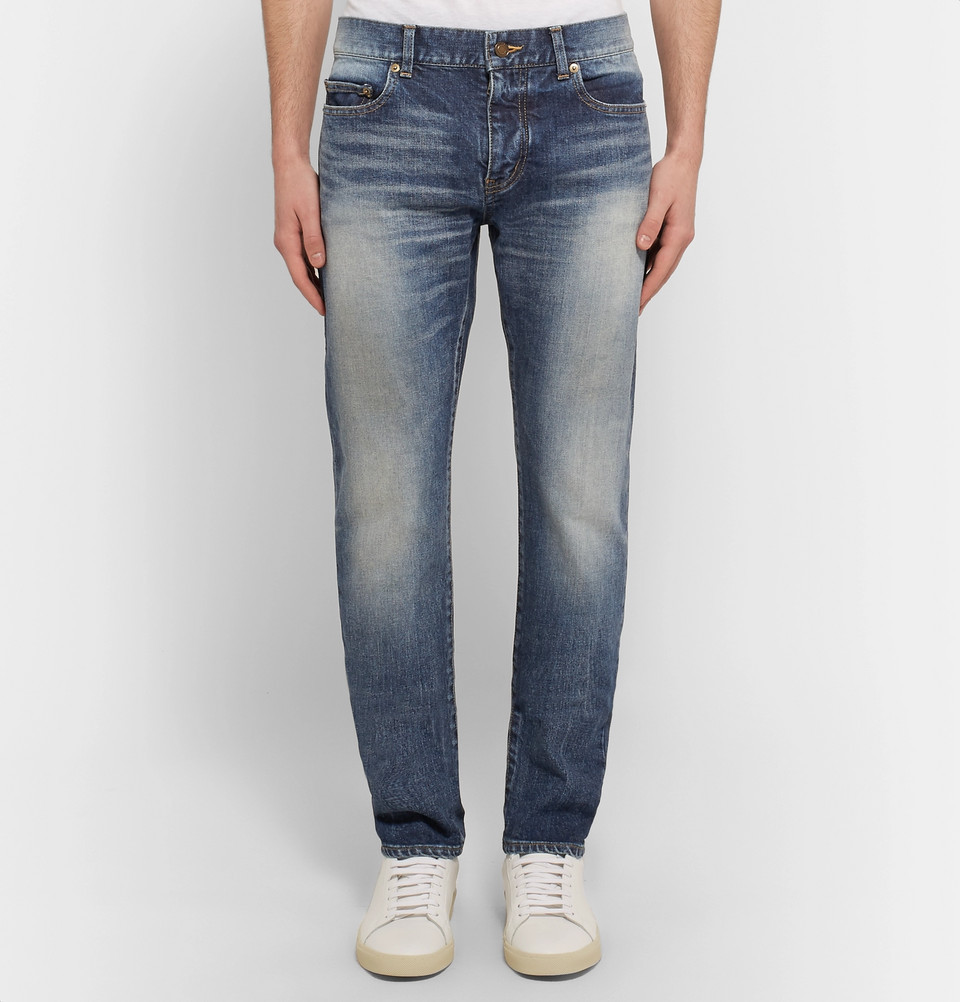 JEANS SAINT LAURENT SKINNY FIT 15 CM ORLO LAVATO DENIM ELASTICIZZATO TAGLIA 30 T02 $890