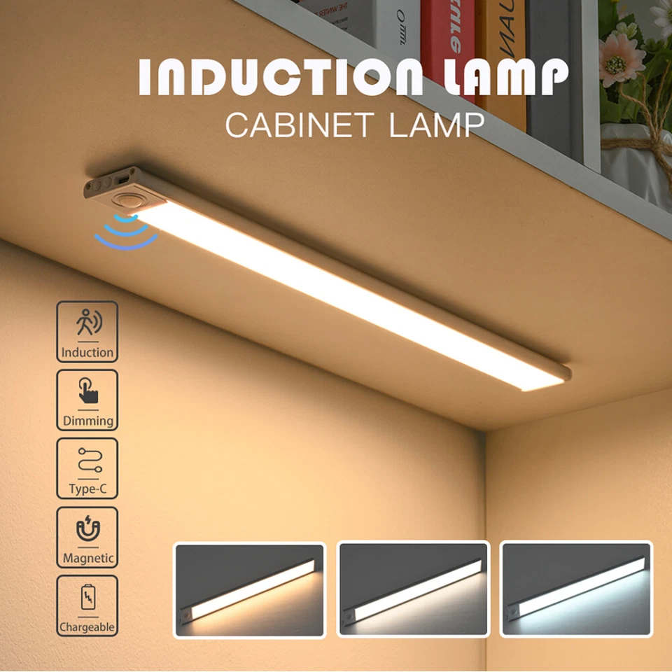 LED Motion Sensor Under Closet Light Rechargeable Magnetic Cabinet Dimmable Lamp - image 2 of 4