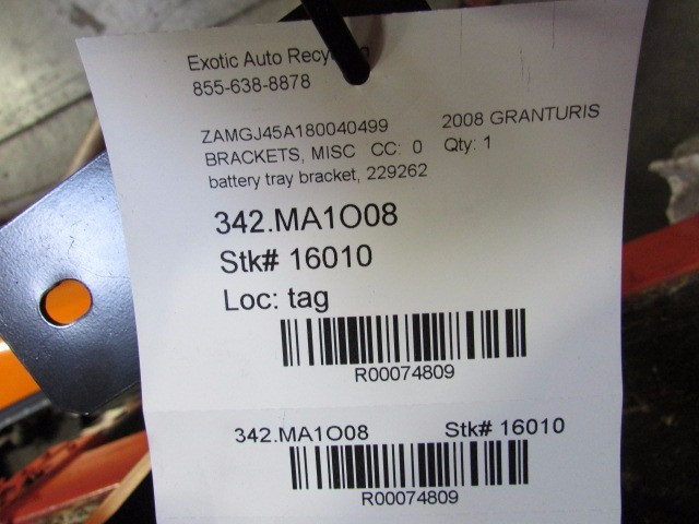 Maserati Granturismo, Battery Tray Bracket, Used, P/N 229262