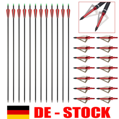 TOPARCHERY Bogenschießen Carbon 30'' Jagdpfeile Spine 500 Jagd Pfeilspitzen