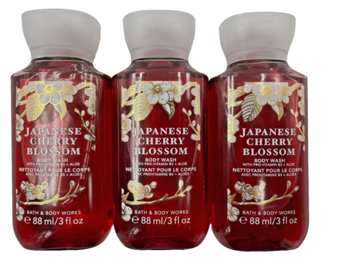 Bath & Body Works LOT 3 Japanese Cherry Blossom 3 oz Body Wash Shower Gel Travel