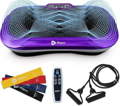 LifePro Purple Waver Vibration Plate   Full Body Workout Machine with Bands