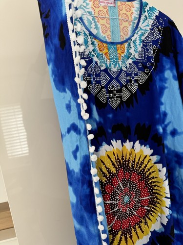 New Womens Long Kaftan Dress Polyester with head Scarf - Picture 5 of 16