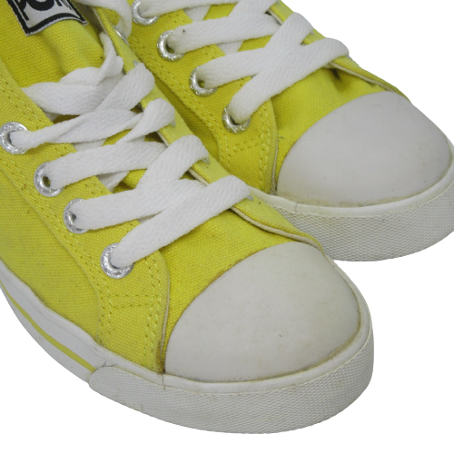 scarpe da ginnastica donna pony lo casual plimsolls sneakers tela giallo nuove taglia uk 4 5