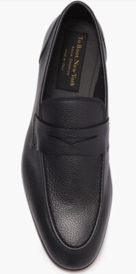 TO BOOT NEW YORK  DEVILLE  Black Pebbled Penny Loafers Size 10.5 MSRP $450