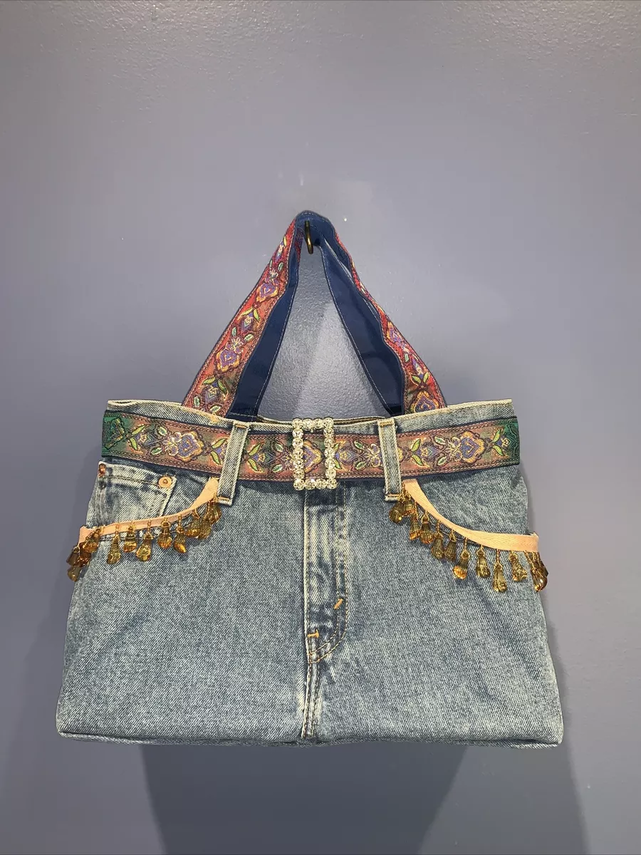 Denim Bag Recycled Jeans Bag Blue Shopper Bag Denim Purse 