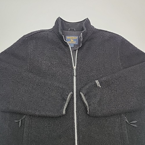 Woolrich Technowool Jacket Coat Black Full Zip Lined Boiled Wool Size Large - Picture 5 of 16
