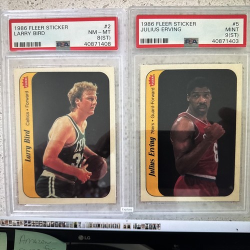1986 FLEER BASKETBALL GRADED PSA SET W/STICKERS JORDAN RC PSA 9 (143) - Picture 7 of 8