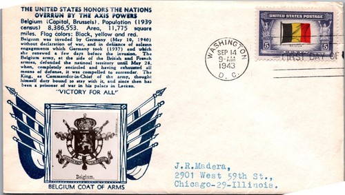 FDC 1943 SC #914 Crosby Cachet - Washington DC - Single - J13578