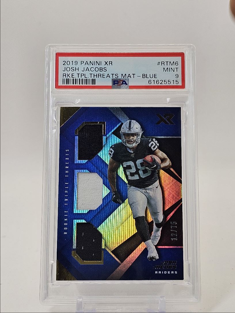 Josh Jacobs Panini XR Rookie Triple Threat Materials #RTM6 Blue