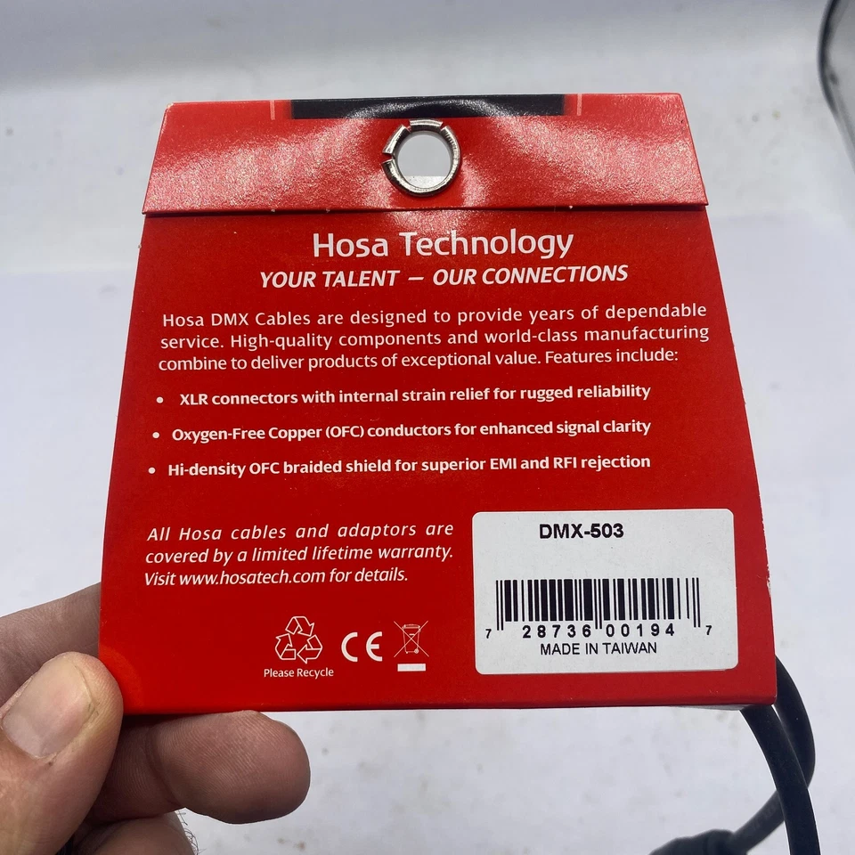 Cable Hosa DMX-503 - XLR 5 pines macho a XLR 5 pines hembra- 3 pies 27-149-003 ⭐ Foto 4 de 4