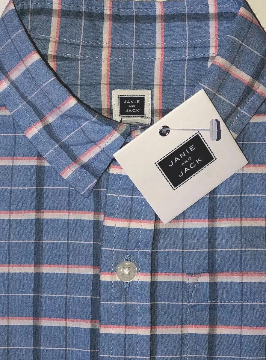 janie and jack dress shirt *NWT* Janie And Jack Orange/Blue Plaid Boys Dress Shirt 10