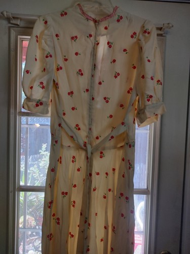 Hippie Prairie Dress Vintage 60s/70s Medium 8/10 Lace Ribbon Wedding Long Length - Picture 3 of 4