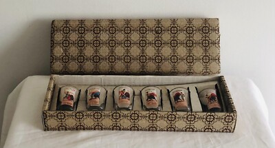 Ein sehr schönes 6er Set Vintage Bullfighter 50er Jahre kleine Gläser