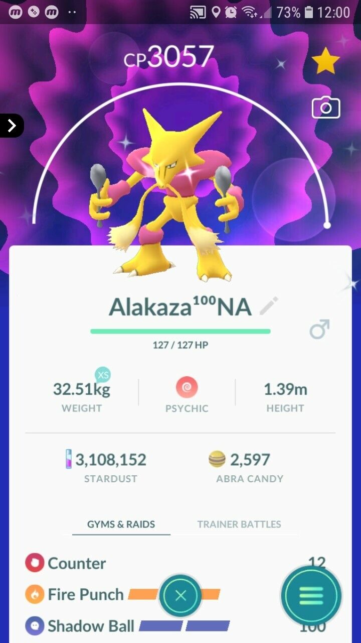 Shiny Alakazam ( Maxed Out To Level 40 ) ( Two Charged Moves ) Pokemon  Trade Go