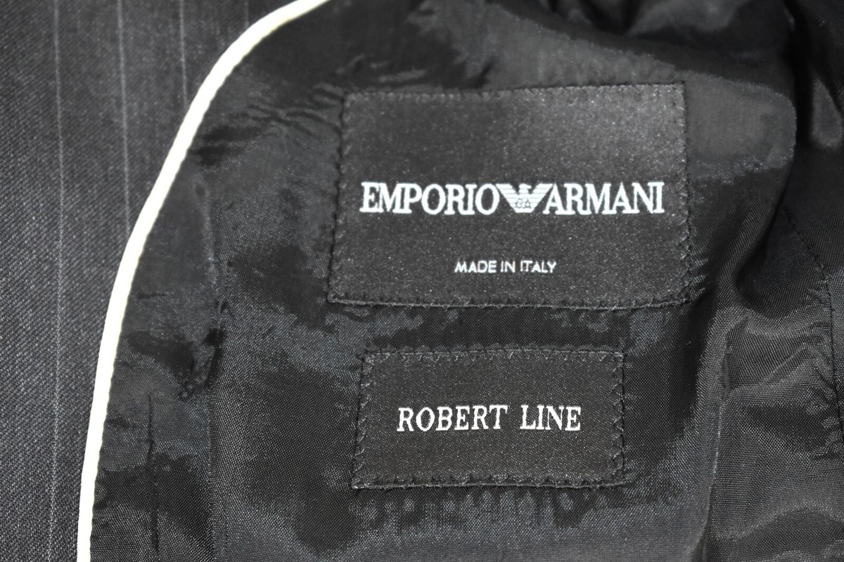 ✨️美品✨️EMPORIO ARMANI スーツ 上下セット ROBERT LINE Perfect Emporio Armani *Robert Line* Charcoal Grey Pinstripe