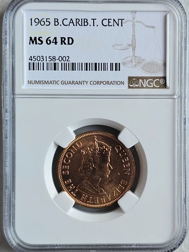 British Caribbean Territories 1 Cent 1965 NGC MS 64 RD