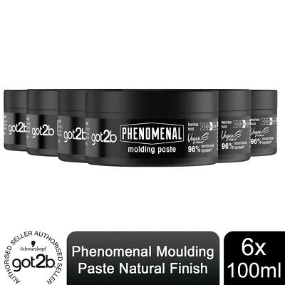Schwarzkopf Got2B Phenomenal Moulding Paste Grooming with Style, 6 Pack of 100ml