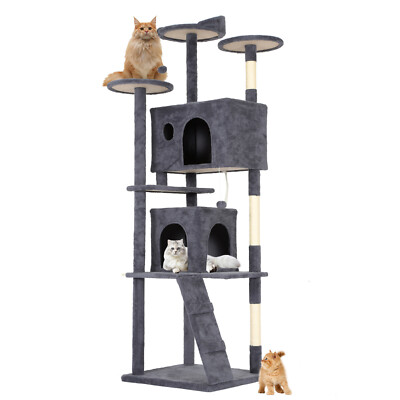 81in Cat Tree Tower for Indoor Cats,Multi-Level Cat Furniture Activity Center