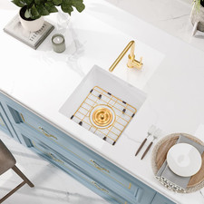 Rhbamoa 15 Inch White Bar Sink,Undermount Small Wet Bar Sinks 15''X15''X9'',9 In